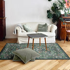 3x5 Washable Area Rug Floral Green Entryway Small Rug Vintage Forest Low Pile - Image 7