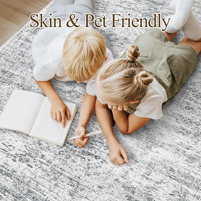 9x12 Area Rugs for Living Room, Non Slip Machine Washable Vintage Rugs - Image 3