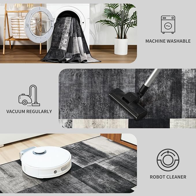 DweIke Washable Area Rugs for Living Room, 5x7 Soft Bedroom Rugs, Geometric - Image 6