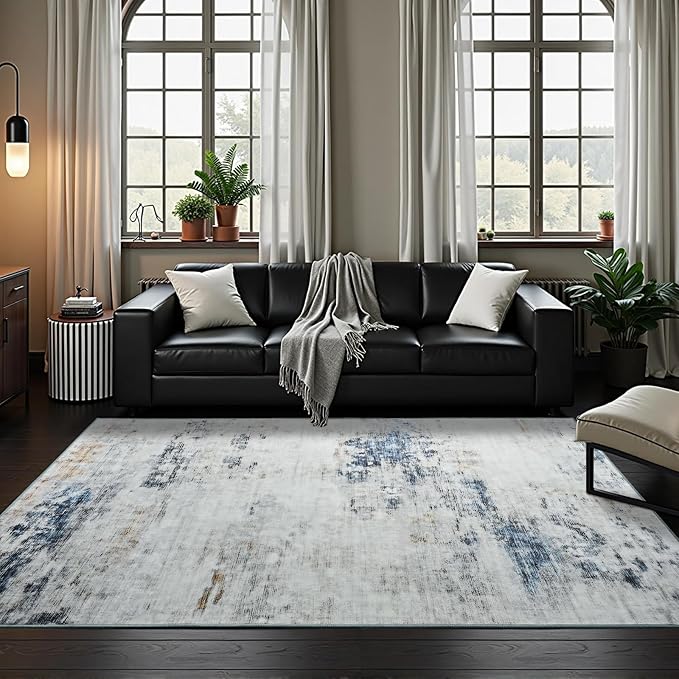 Toneed Abstract Area Rug 8x10 Modern Washable Rug Soft Non Slip Rug Low Pile - Image 2