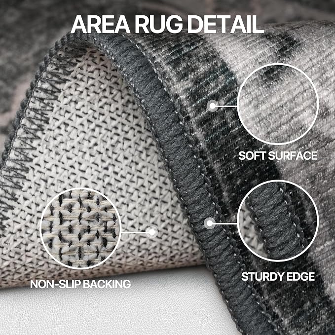 Bavni Vintage 5x7 Area Rugs, Boho Oriental Living Room Rug, Machine Washable - Image 5