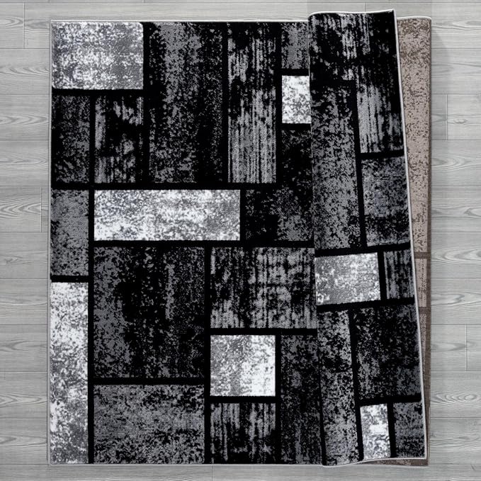 LUXE WEAVERS Modern Geometric Squares 10007 Gray 5x7 Area Rug - Image 8