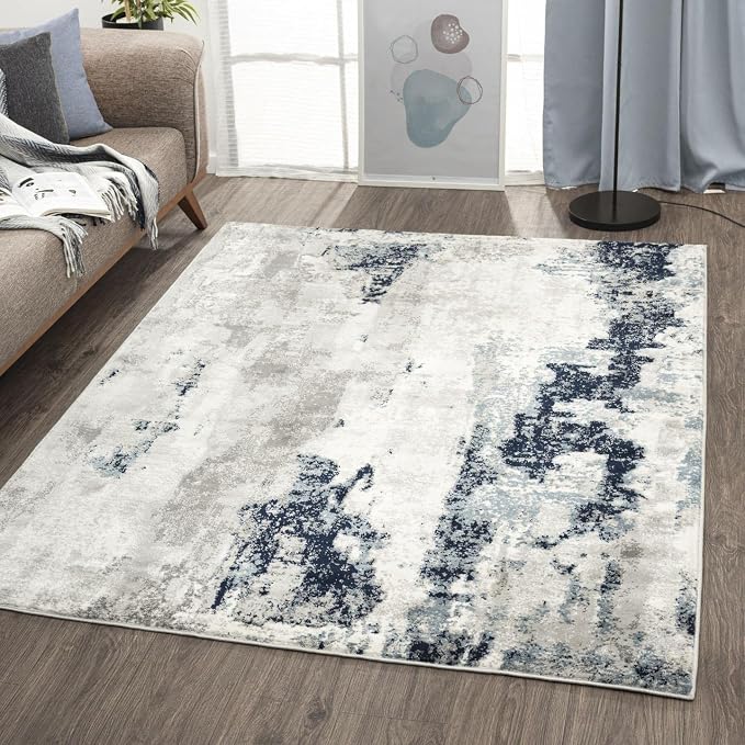 LUXE WEAVERS Kimberly Collection Ivory 9x12 Modern Abstract Area Rug by LuxeWeavers