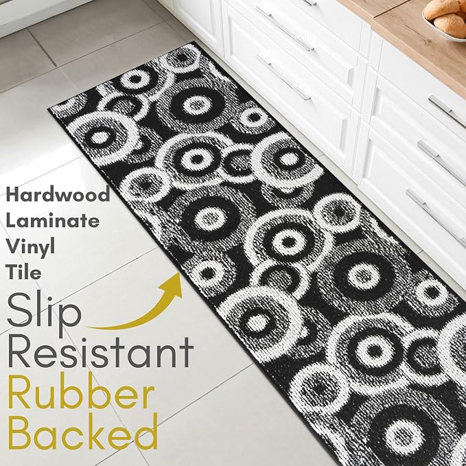 Custom Size Long Black Hallway Runner Rug | Cut to Length 2'3" x 19' | Non-Slip - Image 3