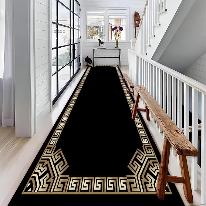 Greek Key Runner Rug for Entryway, Meander Pattern Fade Resistant Home Decor - Image 3