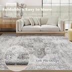Area Rug 10x14 Washable Rug, Vintage Boho Medallion Rugs Non-Slip Soft Low Pile - Image 7