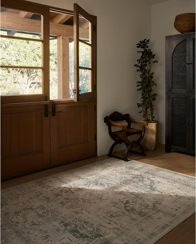 RUGGABLE Washable Vintage Area Rug – Sarrah Sage 6x9, Stain-Resistant, Non-Slip by RUGGABLE