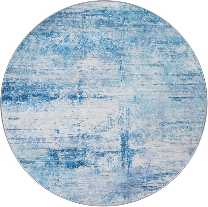 Round 5ft Area Rug Modern Abstract Washable Carpet - Image 4
