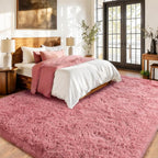 Fluffy Rugs for Living Room, Soft Shaggy for Bedrooms, Blush Area Rug for - Image 4