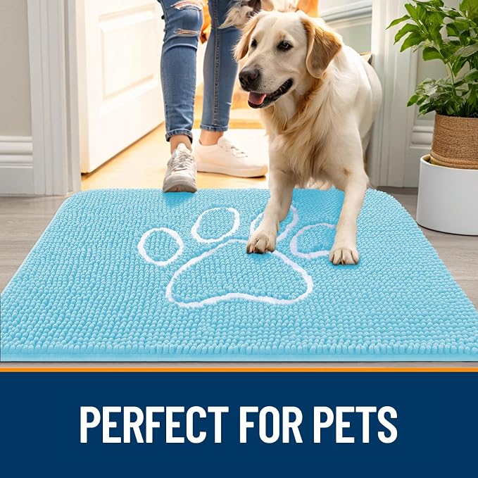 OLANLY Dog Door Mat for Muddy Paws 59x35, Paw Print Design, Absorbs Moisture - Image 6