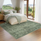 Fmfunctex 8x10 Washable Area Rug Green Vintage Neutral Distressed Oriental - Image 3