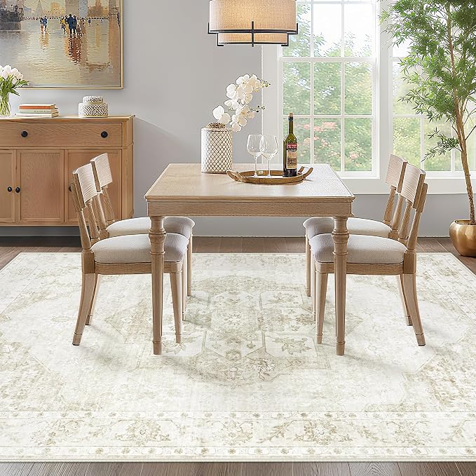 6x9 Area Rugs Washable Rugs for Living Room, Vintage Boho Rug Non-Slip Soft - Image 2