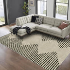 HelloTree Area Rug for Living Room 8x10 Washable Geometric Moroccan Rug Stripe - Image 2