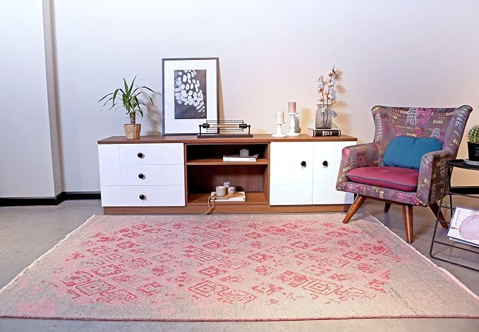 Alfa Rich 3x10 Pink Gray Reversible Washable Area Rugs - Image 2