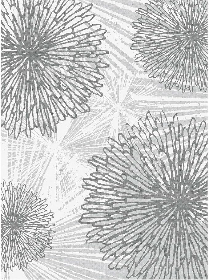 WITSHOCK 9x12 Washable Rug for Living Room, Modern Floral Distress Print - Image 8