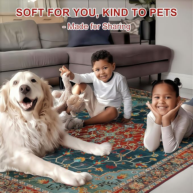 WILLSUN Washable Area Rugs, 3x5 Non-Slip Boho Large Area Rugs - Image 3