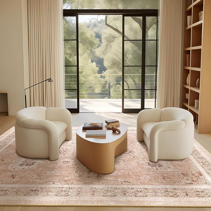 Phantoscope Washable Area Rug 5'x7' Non-Slip, Vintage Neutral Rugs - Image 6