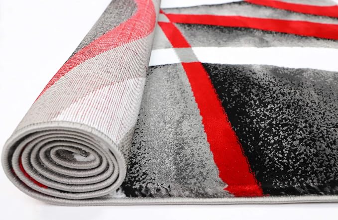 GLORY RUGS Modern Area Rug 5x7 Red Swirls Carpet Bedroom Living Room - Image 6