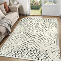 Wonnitar Moroccan Washable Rugs 5x7, Large White Tribal Area Rug by Wonnitar