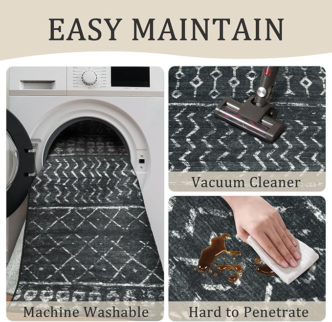 5x7 Machine Washable Area Rug for Living Room, Kids and Pets Friendly for - Image 5