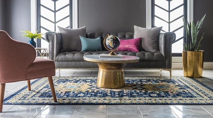 Unique Loom Taftan Collection Border Geometric Tribal Inspired Design Area Rug - Image 4