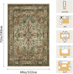 4x6 Machine Washable Area Rug for Living Room, Kids and Pets Friendly for - Image 2