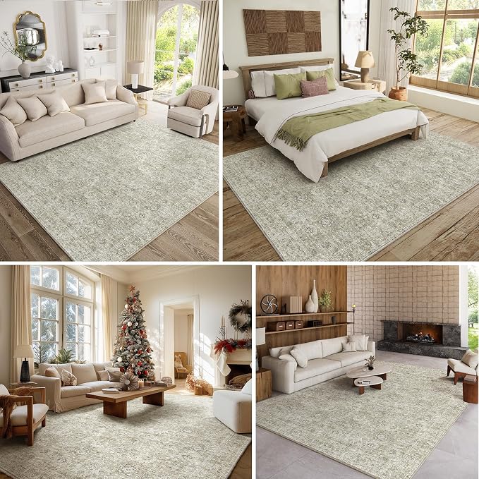 8x10 Washable Area Rugs Ultral Soft Non-Slip Stain Resistant Vintage Boho Large - Image 2