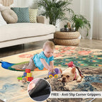 Peacock Peony Flower Area Rug 6x8-6x8 Rug, Classic Peacock Peony Rugs - Image 5