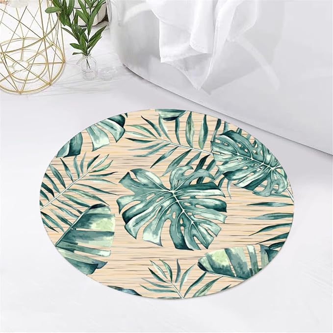 Tropical Leaf Round Area Rug 7ft - Image 4