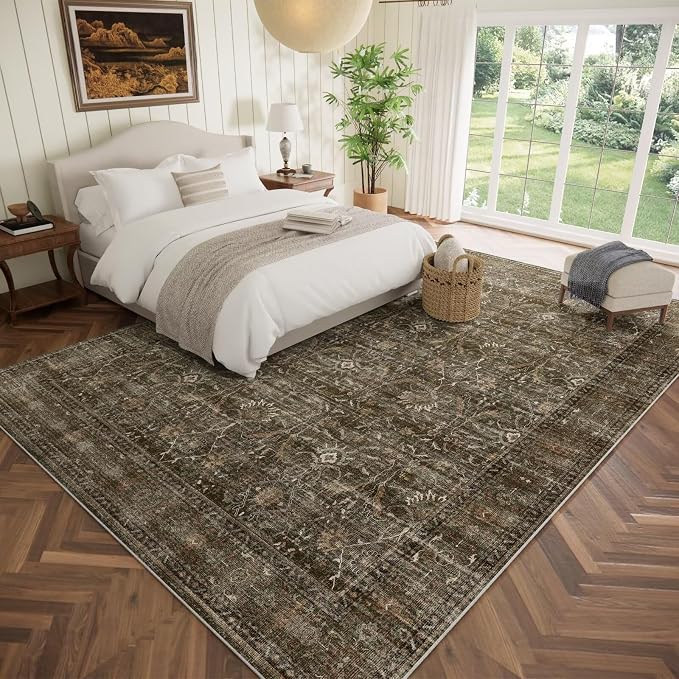 Washable 10x14 Area Rugs for Living Room, Boho Non-Slip Vintage Distress Large - Image 2