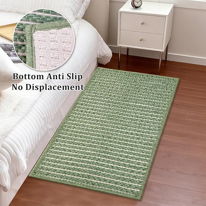 Braided Bath Mat, Boho Small Bathroom Rugs Non Slip Washable Super Absorbent - Image 3