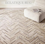Elegant Rectangular Rug Cowhide Leather Stylish Non Slip Chevron Patchwork Area - Image 5