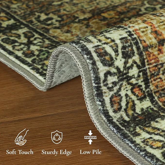 GENIMO 3x5 Area Rugs for Living Room, Machine Washable Non Slip Vintage Rugs - Image 6