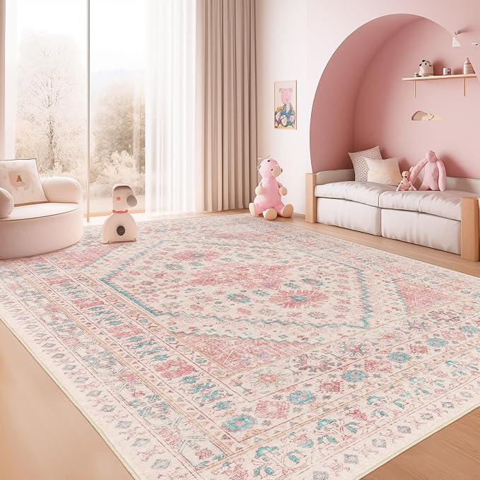 zesthome 8x10 Area Rugs for Girls Bedroom, Non-Slip Backing Washable Rugs by Zesthome