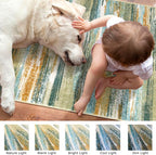 Modern Abstract 9x12 Large Machine Washable Living Room Rug Non-Slip Soft - Image 3