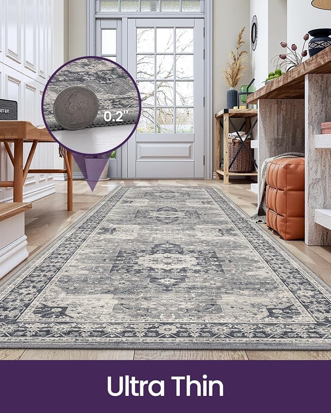DEXI Hallway Runner Rug 3x10, Distressed Non Slip Runners Carpet, Boho Vintage - Image 3