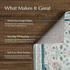 EVERGRACE Area Rugs for Entryway 2x3, Boho Floral Faux Wool Indoor Outdoor - Image 3