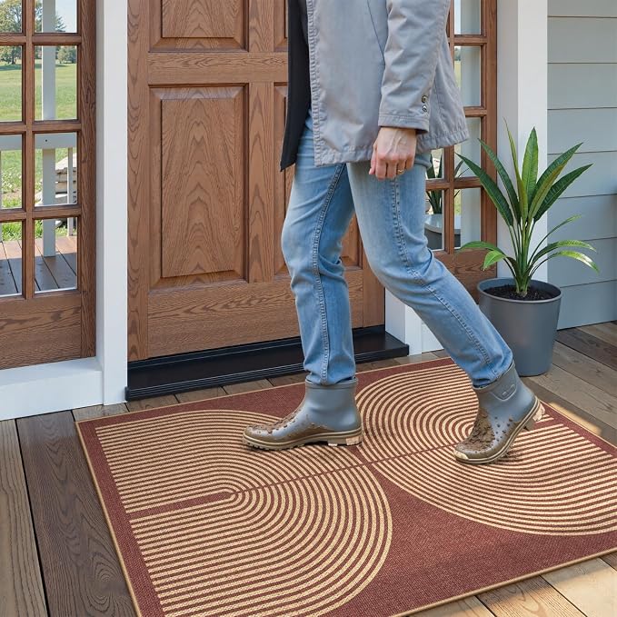 Lahome Modern Rainbow Easy Jute Patio Rug, 3x5 Washable Entry Way Rugs Indoor - Image 2