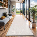 CAMILSON Indoor and Outdoor Runner Rug Off-White Herringbone Seagrass Boho - Image 4