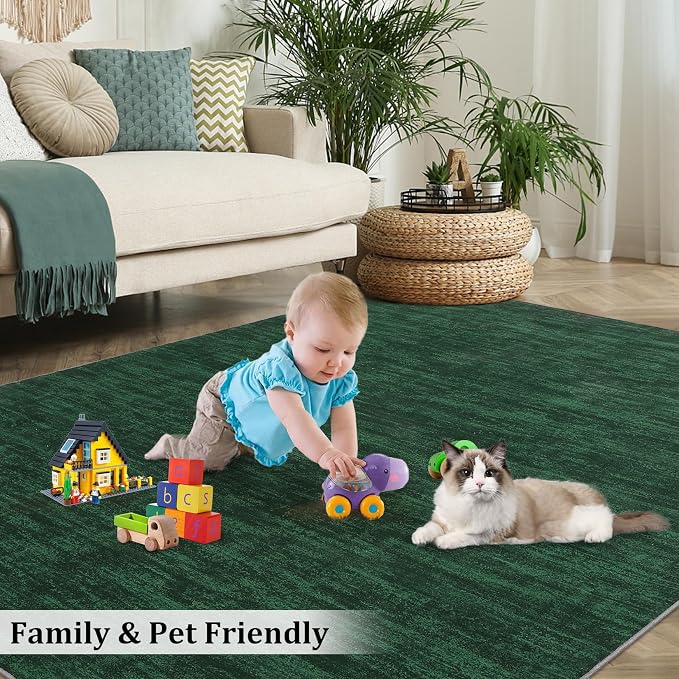 RUGSREAL 3x5 Bedroom Area Rug Christmas Green Rug Xmas Solid Color Area Rugs - Image 5