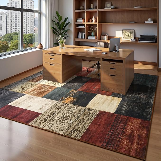 DweIke Washable Area Rugs for Living Room, 4x6 Soft Bedroom Rugs, Geometric - Image 3