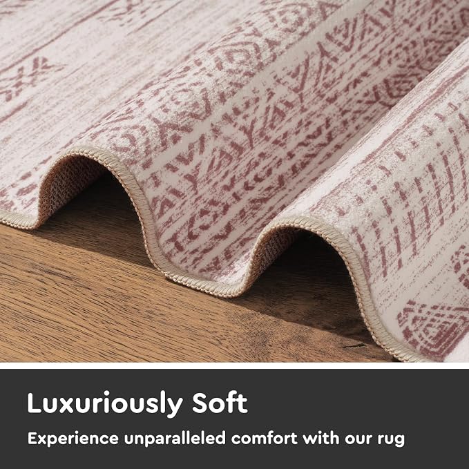 2x10 Runner Rug Machine Washable Non Slip Area Rug Distressed Neutral Moroccan - Image 4