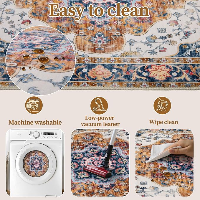 Ciicool Washable Non Slip Runner Rug, 2x6ft Hallway Rug Vintage Kitchen Rugs - Image 5