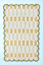 Hand-Tufted Wool Rug with Scalloped Edges, Light Blue Plaid Pattern, Cozy Soft - Image 4
