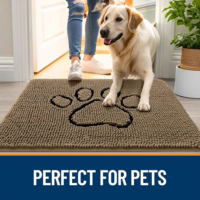 OLANLY Dog Door Mat for Muddy Paws 59x24, Paw Print Design, Absorbs Moisture - Image 6