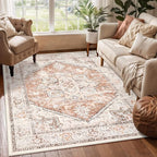 LIVEBOX 5x7 Area Rugs for Living Room, Washable Nursery Orange Boho Rug Soft by LIVEBOX