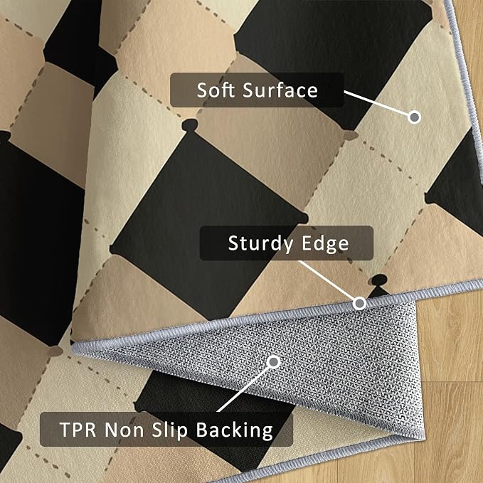 Washable 5x8 Modern Geometric Rug Living Room, Abstract Diamond Design Area Rugs - Image 6