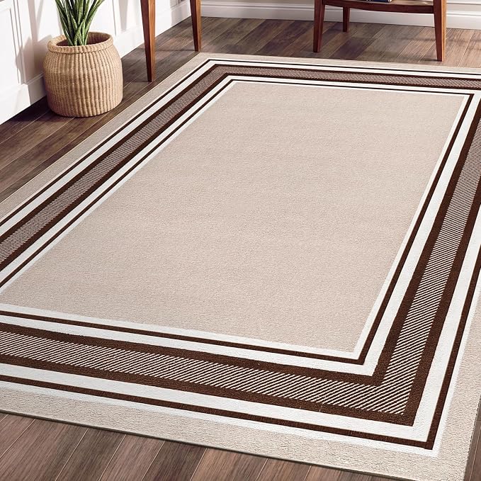 Beverly Rug Non Slip Area Rugs 3x5 Modern Bordered Non Skid Rubber Backing Soft - Image 2