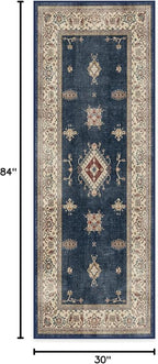 RUGGABLE Washable Vintage Runner Rug – Verena Sapphire 2.5x7, Stain-Resistant - Image 3