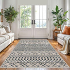 KUTA Area Rug 5x7 Light Brown Black, Washable Boho Large Living Room Moroccan - Image 2